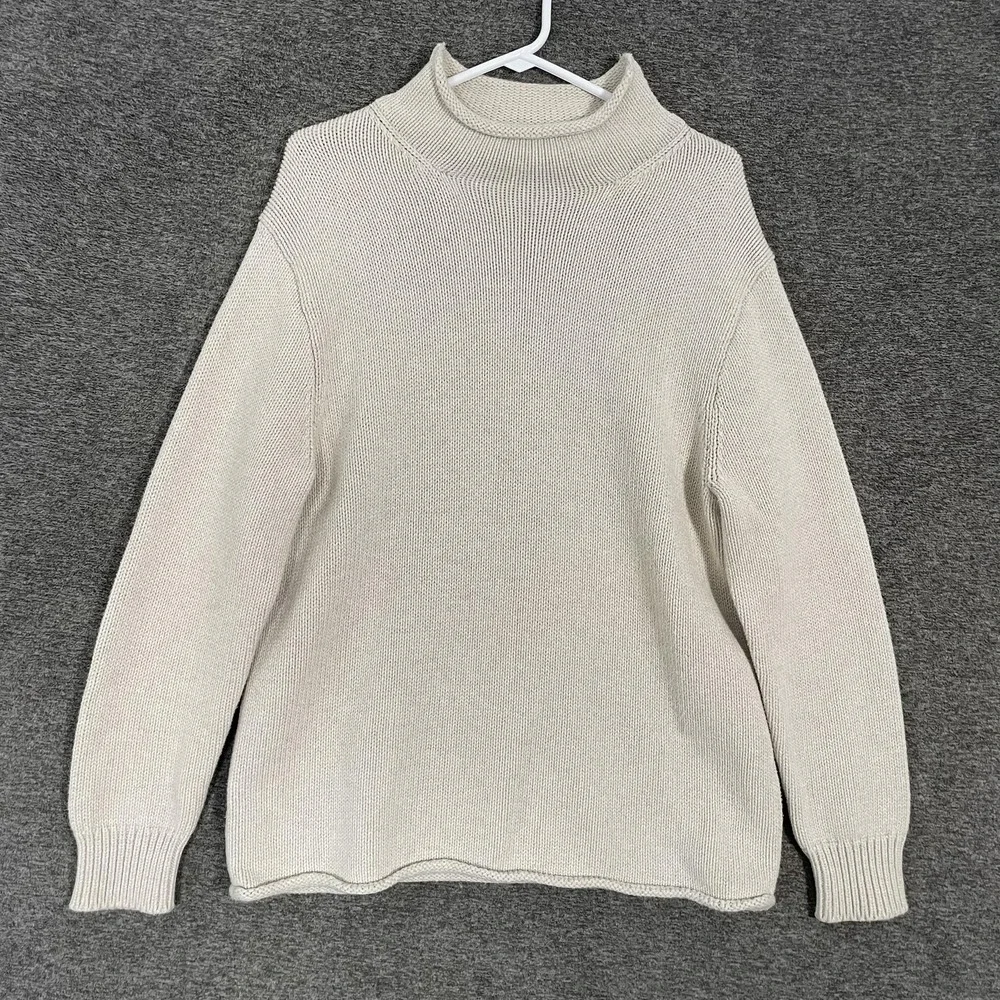 J Crew Always Sweater Adults 1988 Cotton Rollneck Sweater Oarsman Medium Ivory